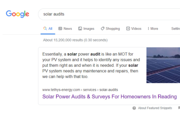 Tethys Energy Featured Snippet - On-Page SEO