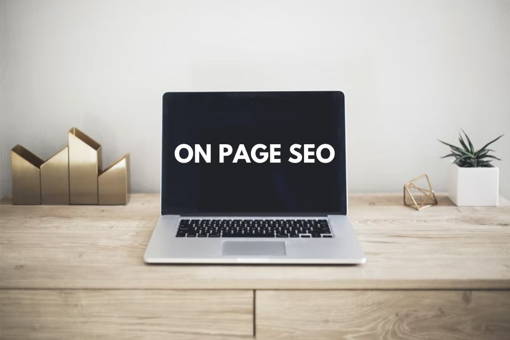 laptop with "on page SEO"